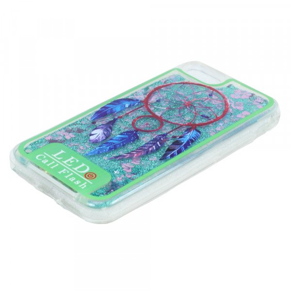 Wholesale iPhone 7 Plus LED Flash Design Liquid Star Dust Case (Dream Catcher Green)
